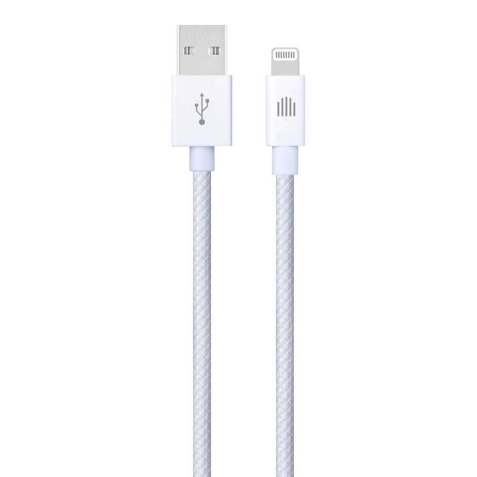 Кабел Dviced, USB-A/Lightning, найлонова оплетка, 1.25 м, бял
