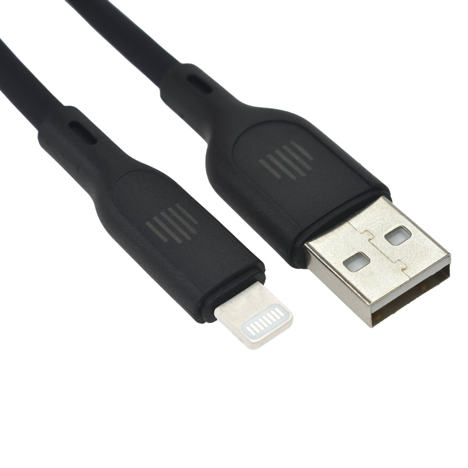 Кабел Dviced, USB-A/Lightning, силиконов, 1.25 м, черен