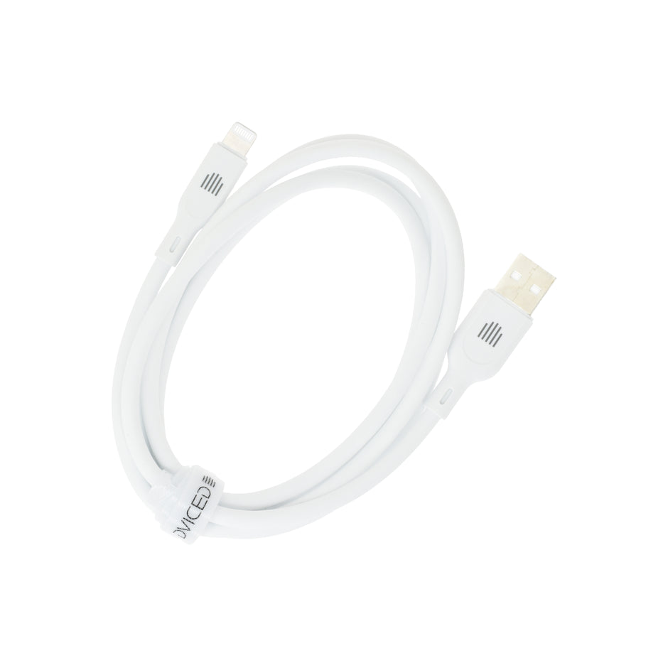 Кабел Dviced, USB-A/Lightning, силиконов, 1.25 м, бял