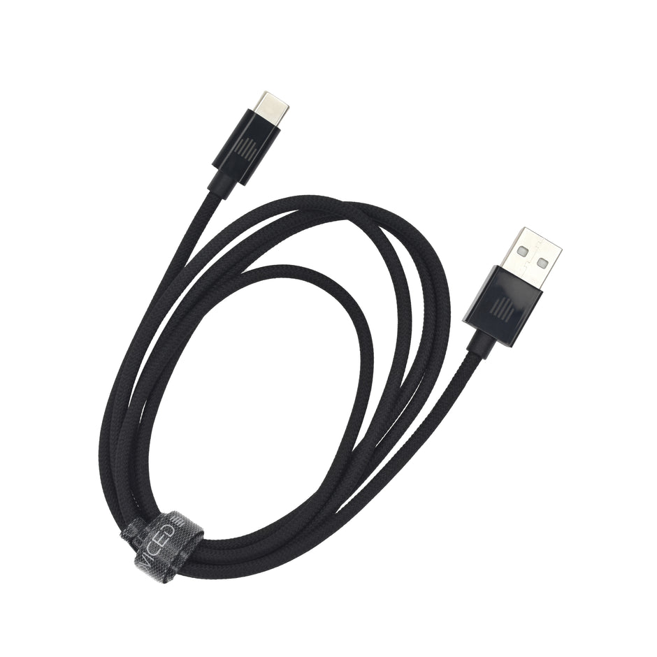 Кабел Dviced, USB-A/USB-C, найлонова оплетка, 1.25 м, черен