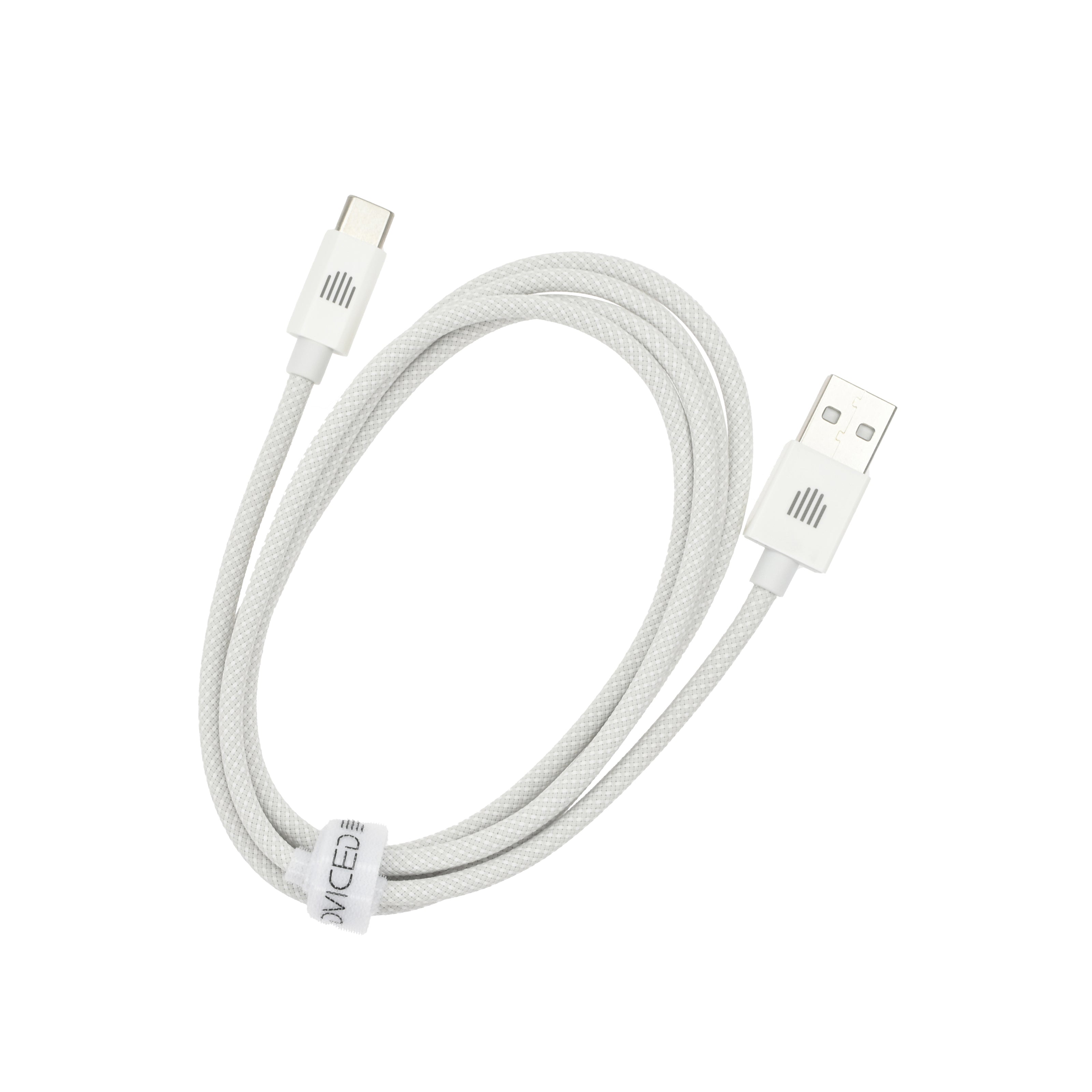 Кабел Dviced, USB-A/USB-C, найлонова оплетка, 1.25 м, бял