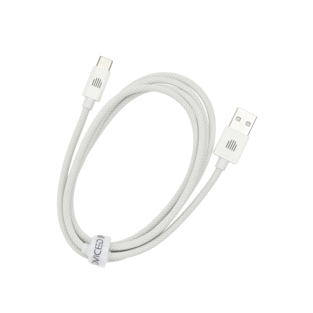 Кабел Dviced, USB-A/USB-C, найлонова оплетка, 1.25 м, бял
