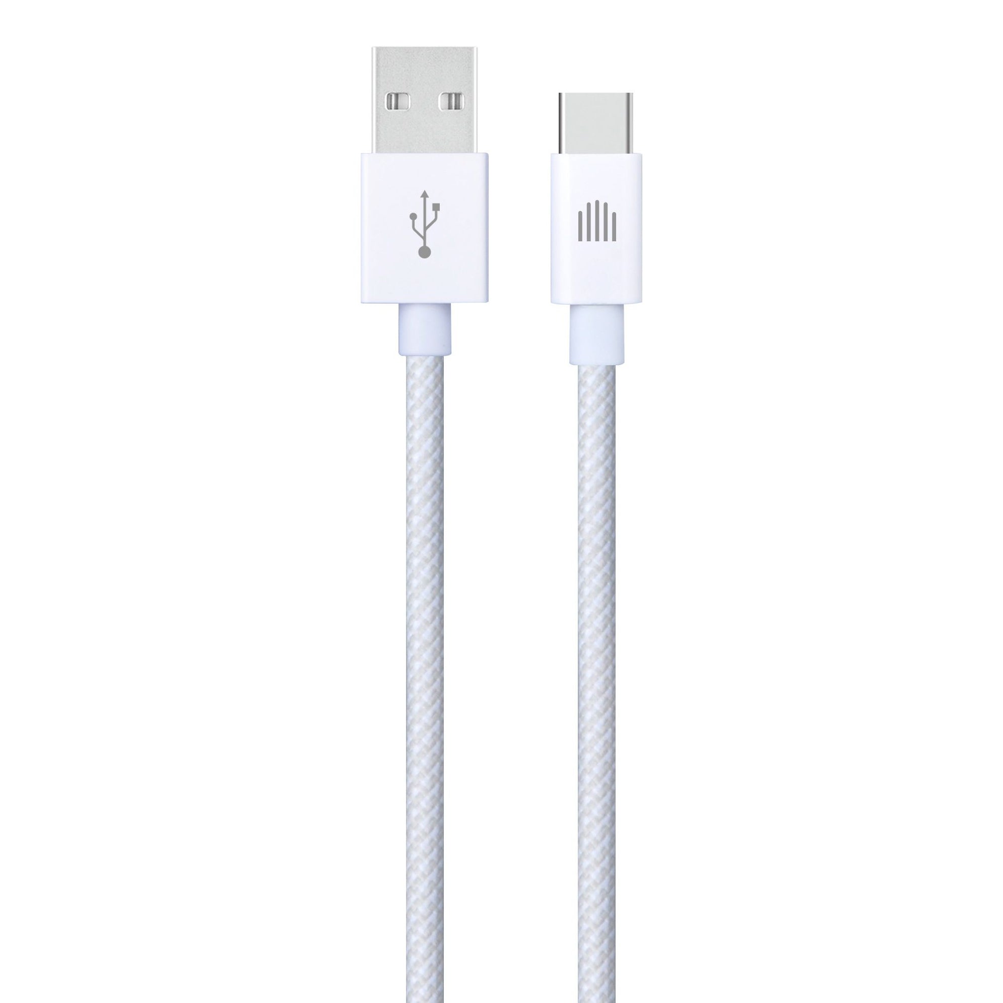 Кабел Dviced, USB-A/USB-C, найлонова оплетка, 1.25 м, бял