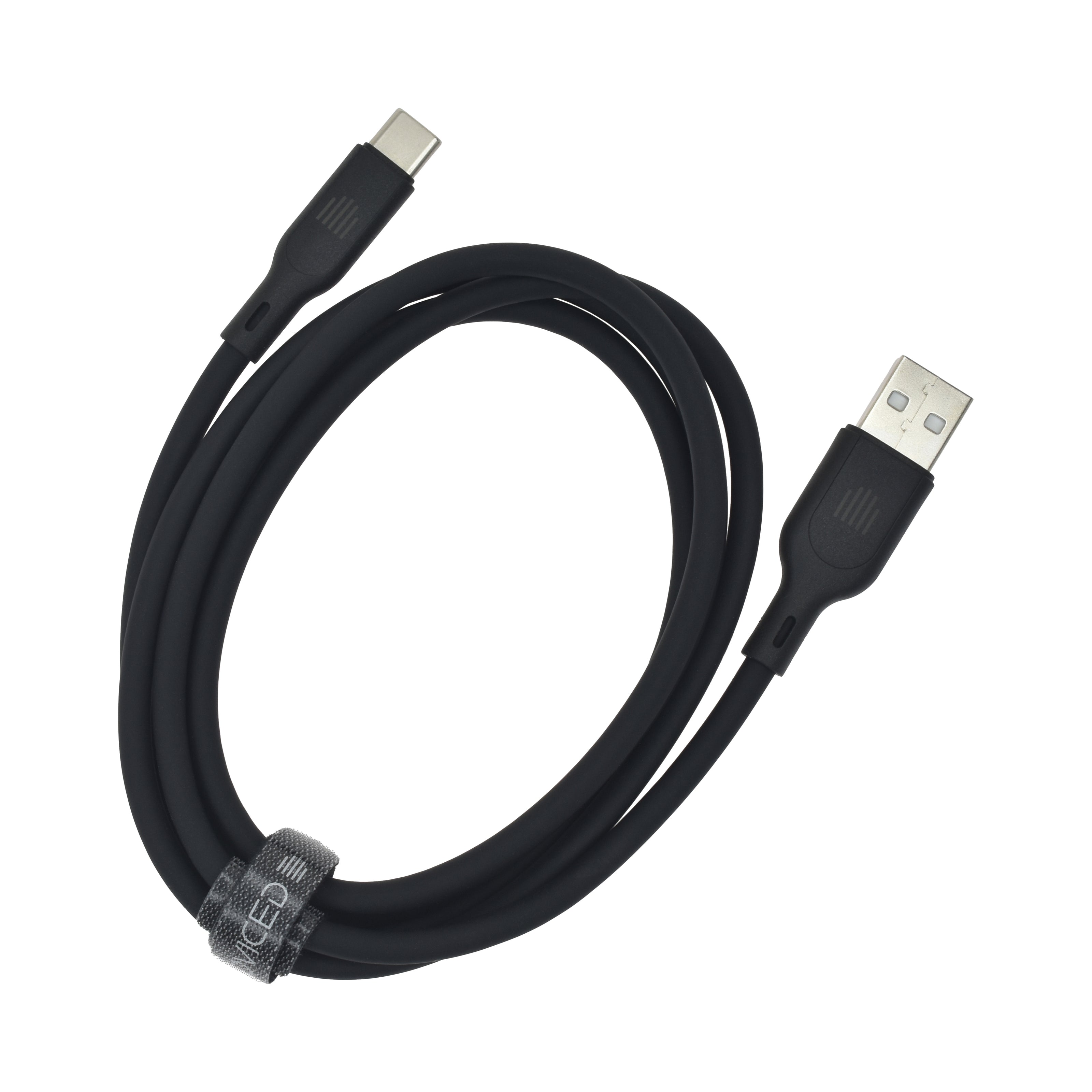 Кабел Dviced, USB-A/USB-C, силиконов, 1.25 м, черен