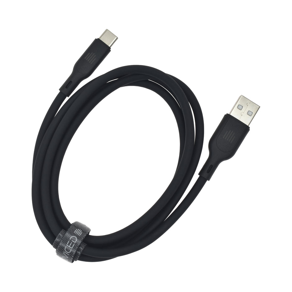 Кабел Dviced, USB-A/USB-C, силиконов, 1.25 м, черен