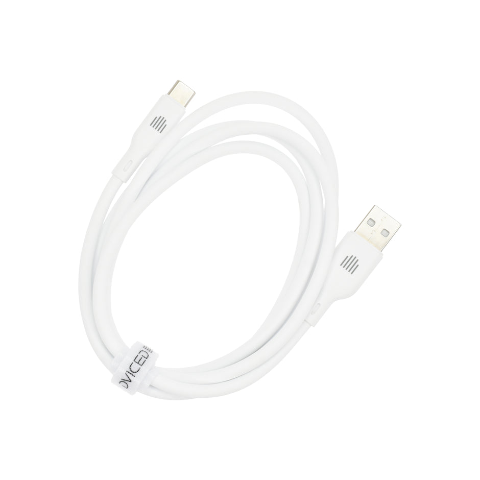 Кабел Dviced, USB-A/USB-C, силиконов, 1.25 м, бял