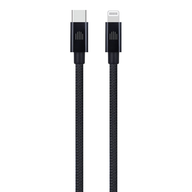 Кабел Dviced, USB-C/Lightning, найлонова оплетка, 0.25 м, черен