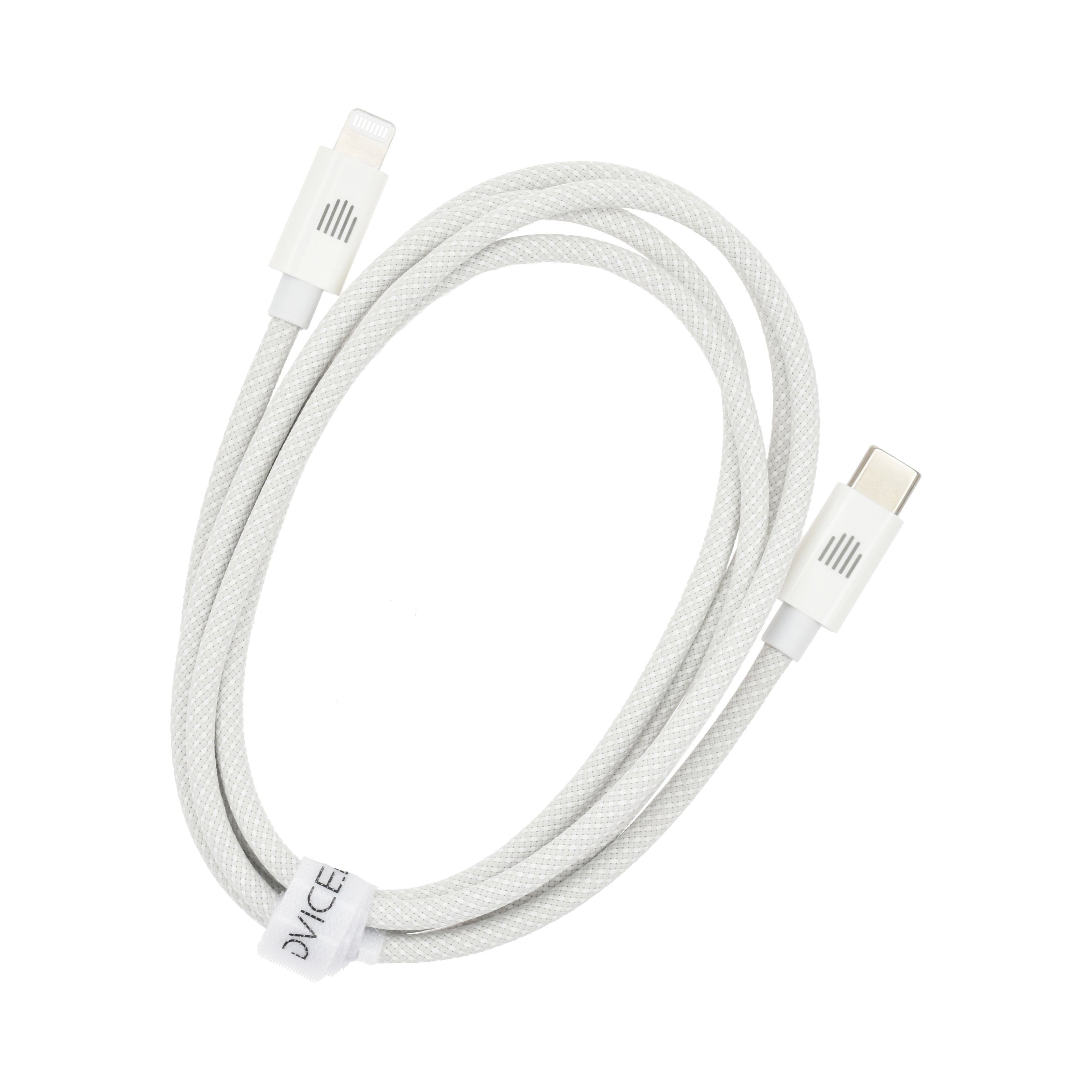 Кабел Dviced, USB-C/Lightning, найлонова оплетка, 1.25 м, бял