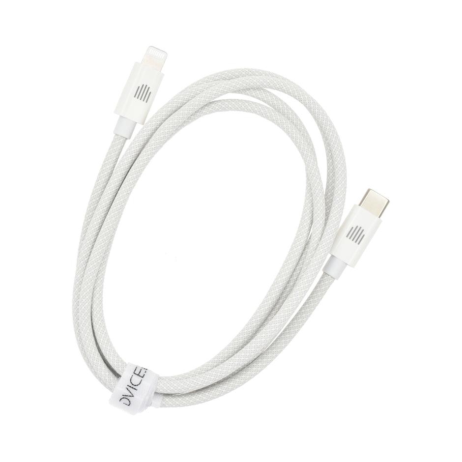 Кабел Dviced, USB-C/Lightning, найлонова оплетка, 1.25 м, бял