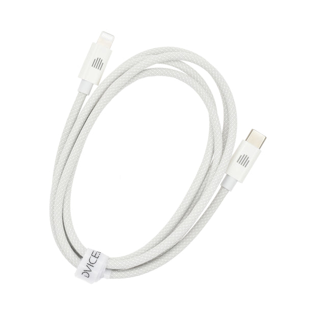 Кабел Dviced, USB-C/Lightning, найлонова оплетка, 1.25 м, бял