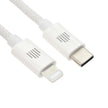 Кабел Dviced, USB-C/Lightning, найлонова оплетка, 1.25 м, бял