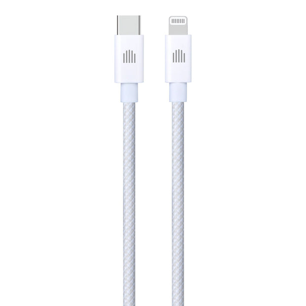 Кабел Dviced, USB-C/Lightning, найлонова оплетка, 1.25 м, бял