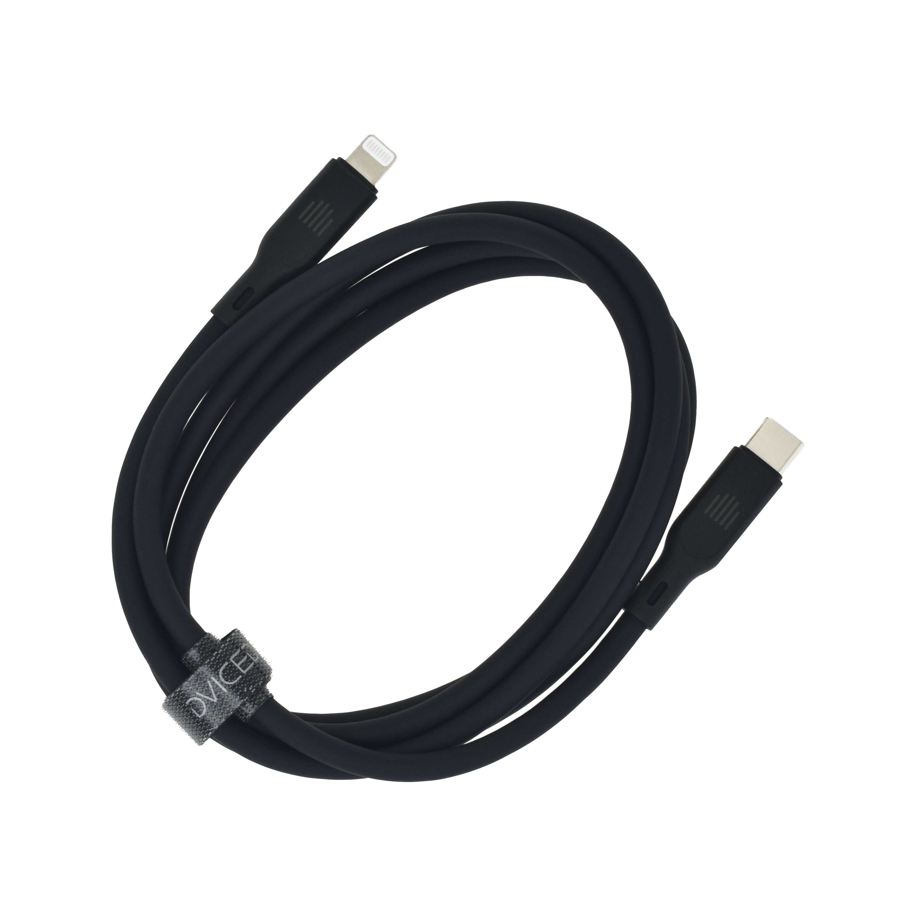 Кабел Dviced, USB-C/Lightning, силиконов, 1.25 м, черен