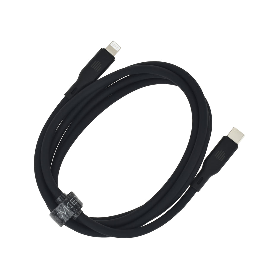 Кабел Dviced, USB-C/Lightning, силиконов, 1.25 м, черен