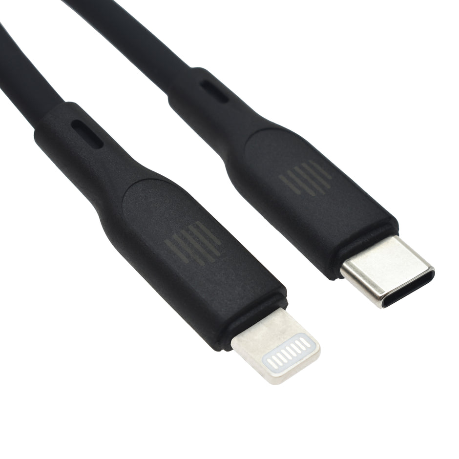 Кабел Dviced, USB-C/Lightning, силиконов, 1.25 м, черен