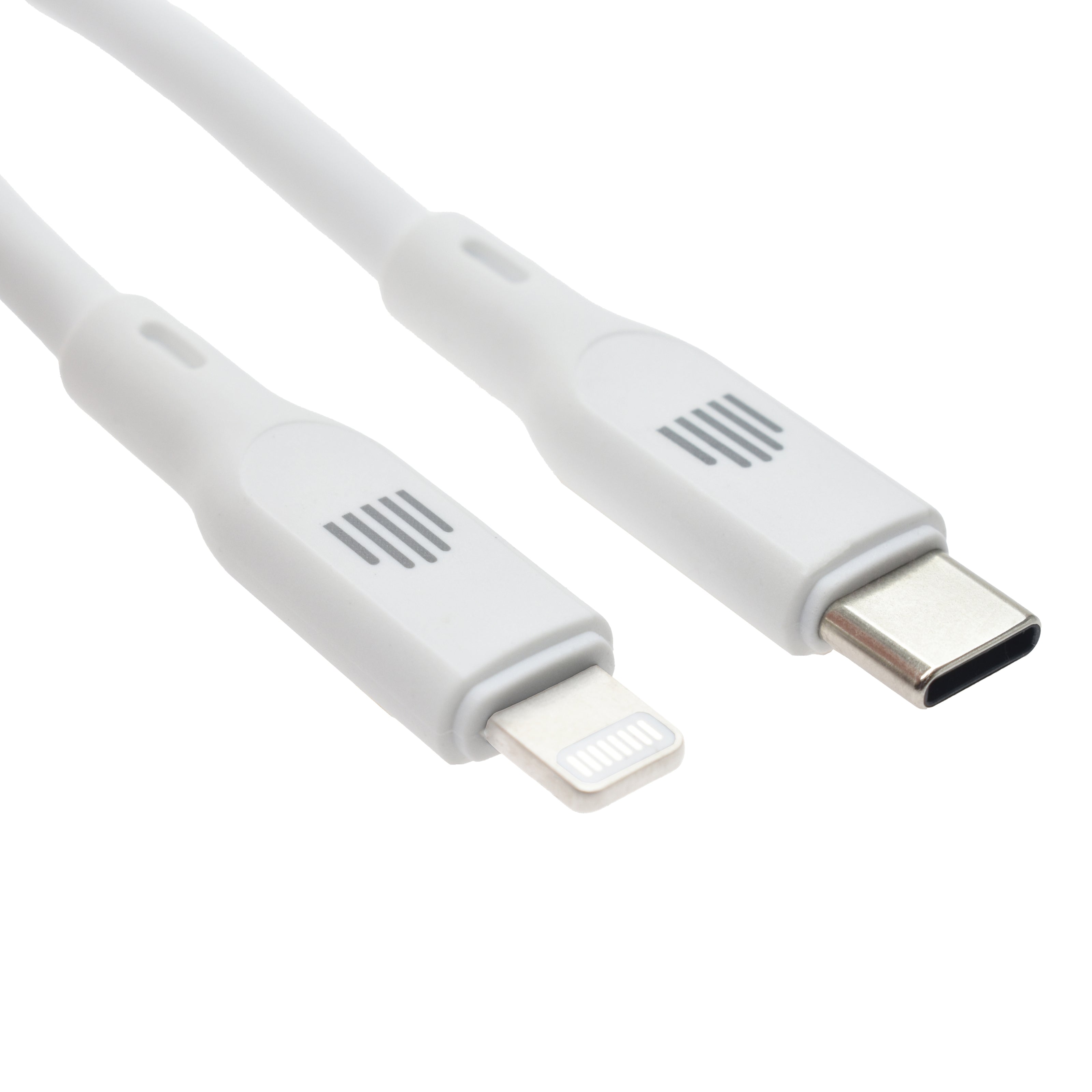 Кабел Dviced, USB-C/Lightning, силиконов, 1.25 м, бял