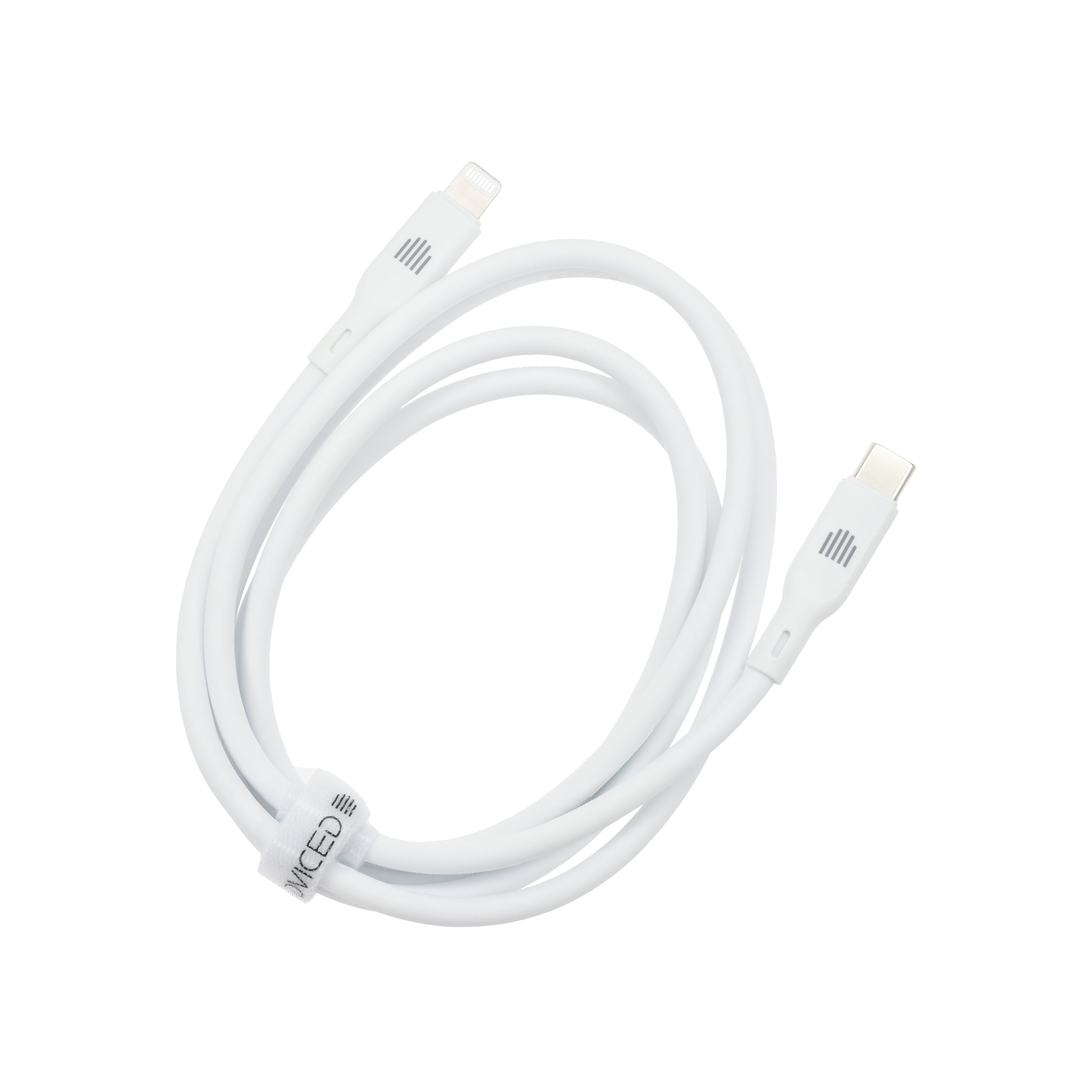 Кабел Dviced, USB-C/Lightning, силиконов, 1.25 м, бял