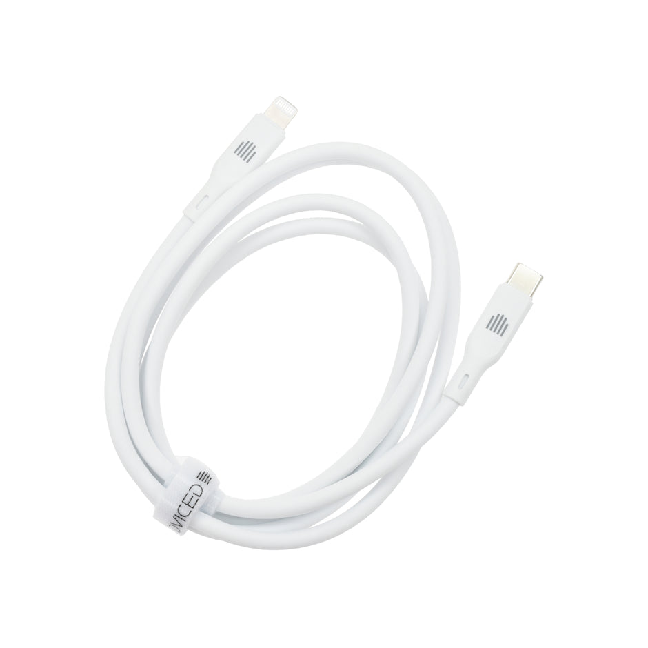 Кабел Dviced, USB-C/Lightning, силиконов, 1.25 м, бял