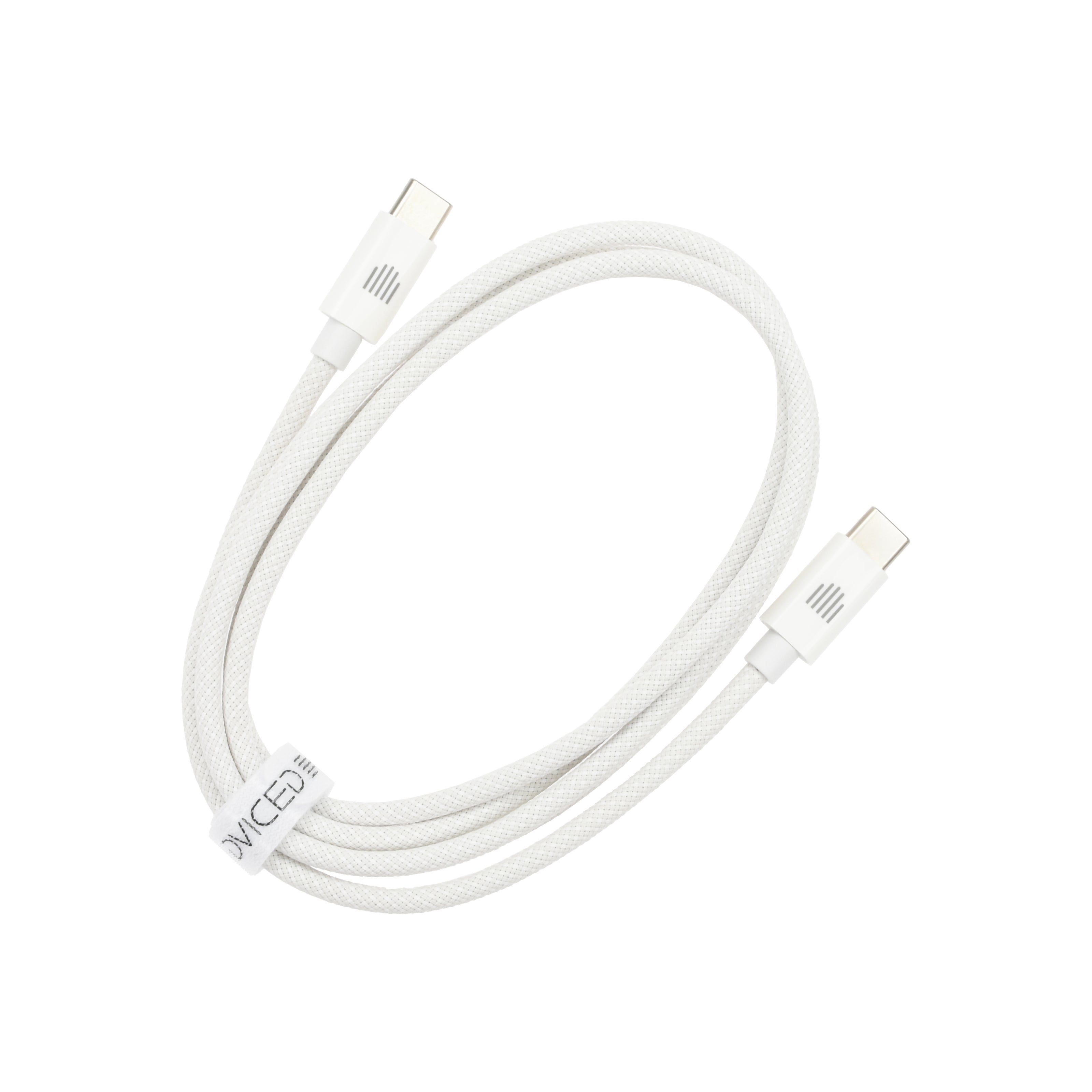 Кабел Dviced, USB-C/USB-C, найлонова оплетка, 1.25 м, бял