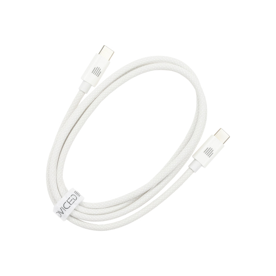 Кабел Dviced, USB-C/USB-C, найлонова оплетка, 1.25 м, бял
