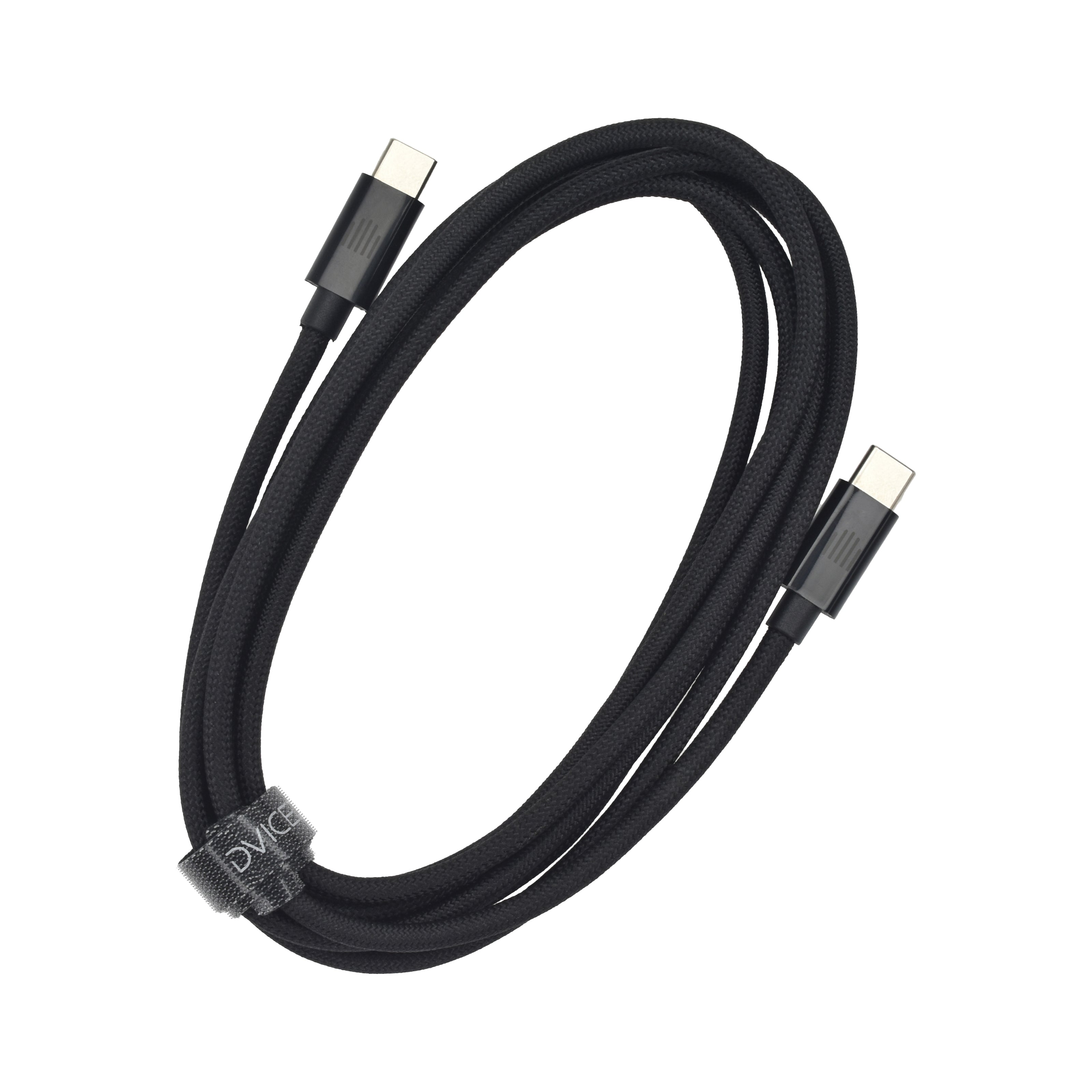 Кабел Dviced, USB-C/USB-C, найлонова оплетка, 2 м, черен