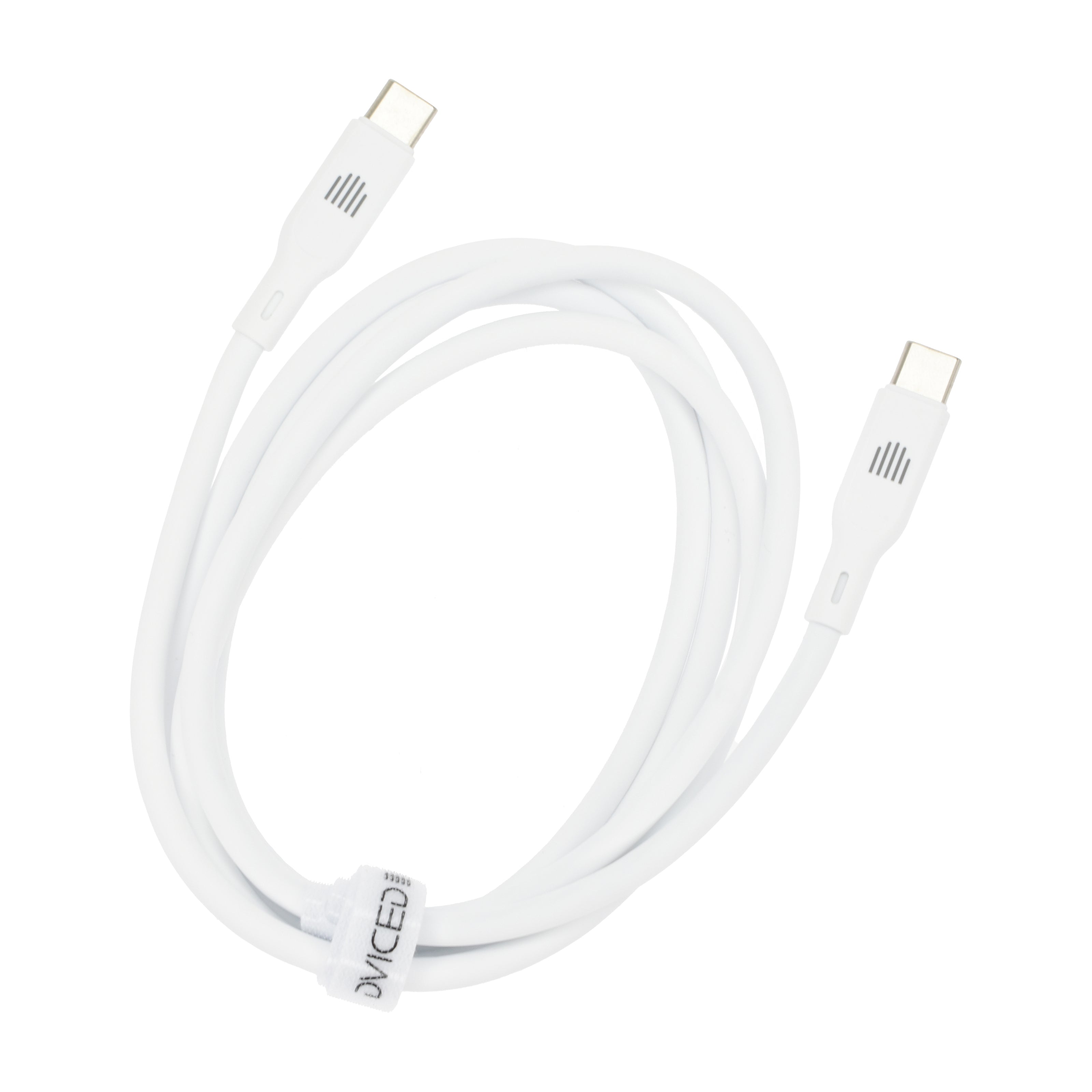 Кабел Dviced, USB-C/USB-C, силиконов, 1.25 м, бял