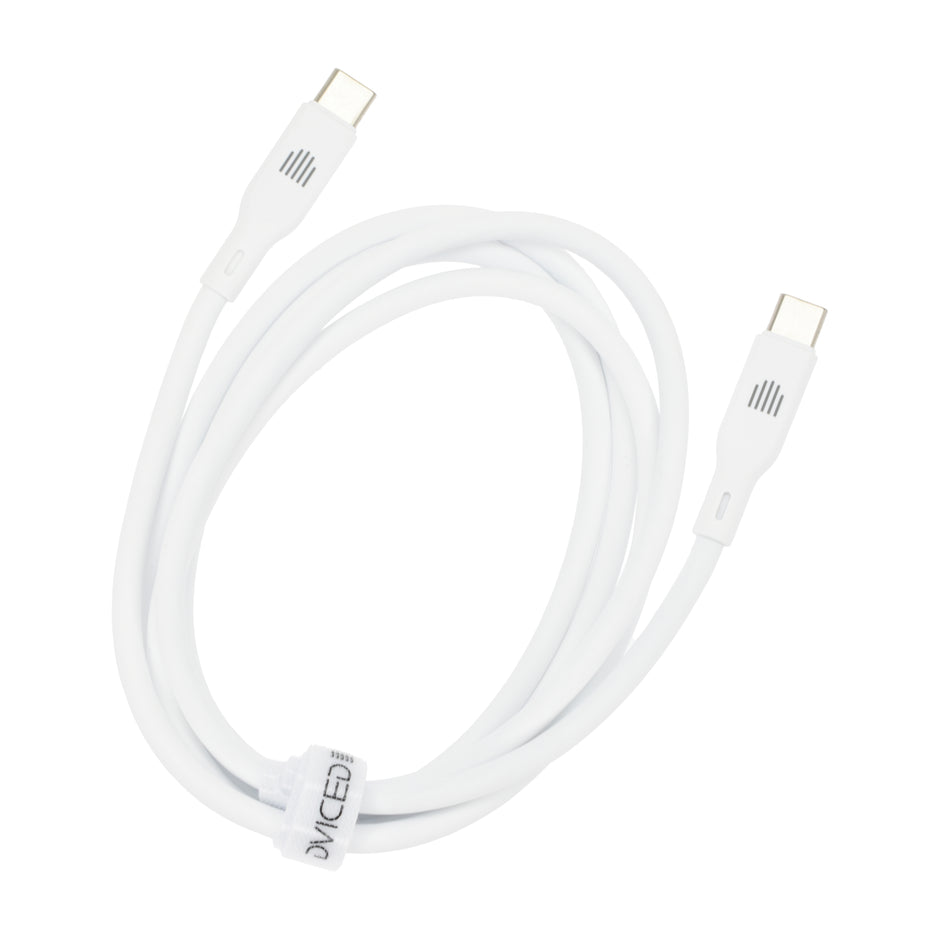 Кабел Dviced, USB-C/USB-C, силиконов, 1.25 м, бял