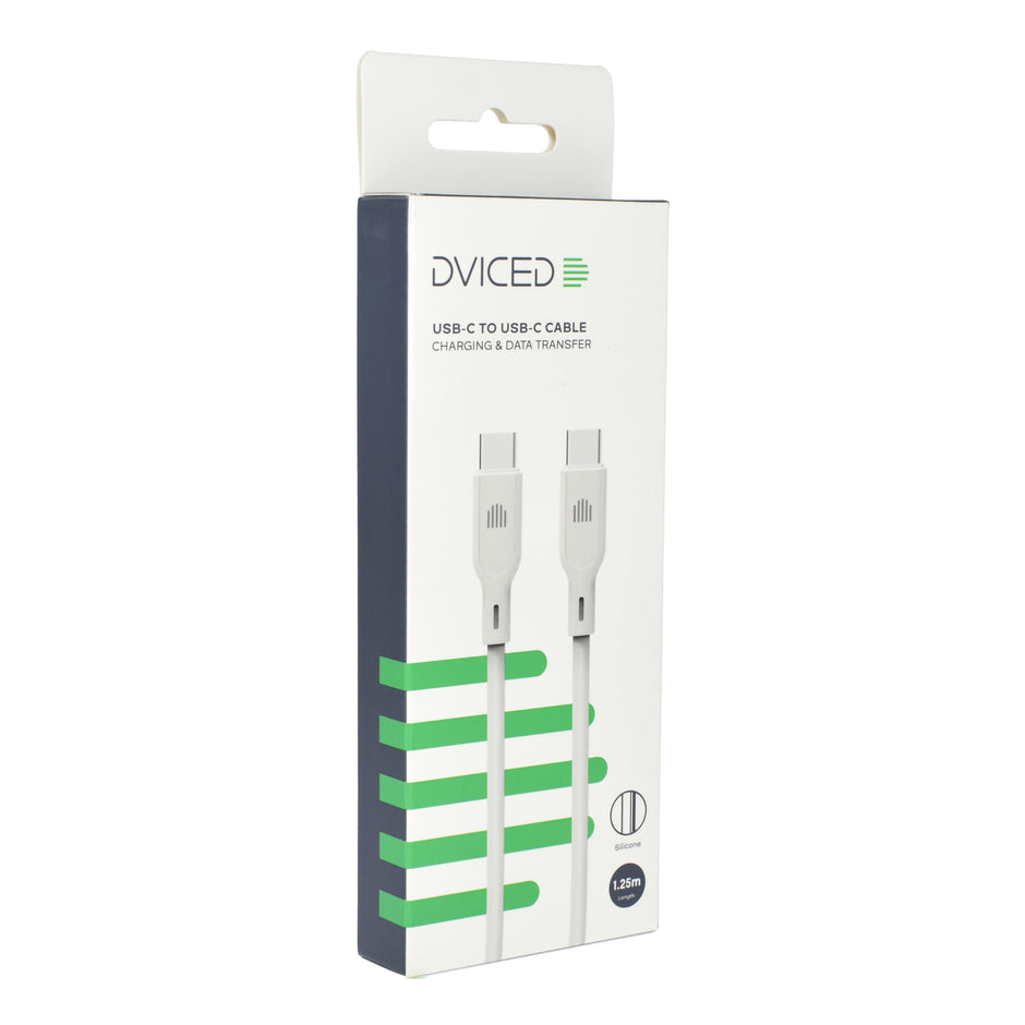 Кабел Dviced, USB-C/USB-C, силиконов, 1.25 м, бял