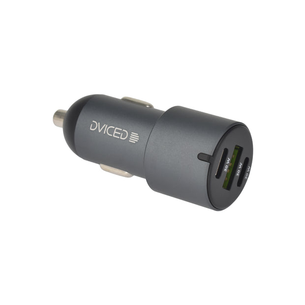 Автомобилно зарядно Dviced, 60W, USB-C + USB-A, сив