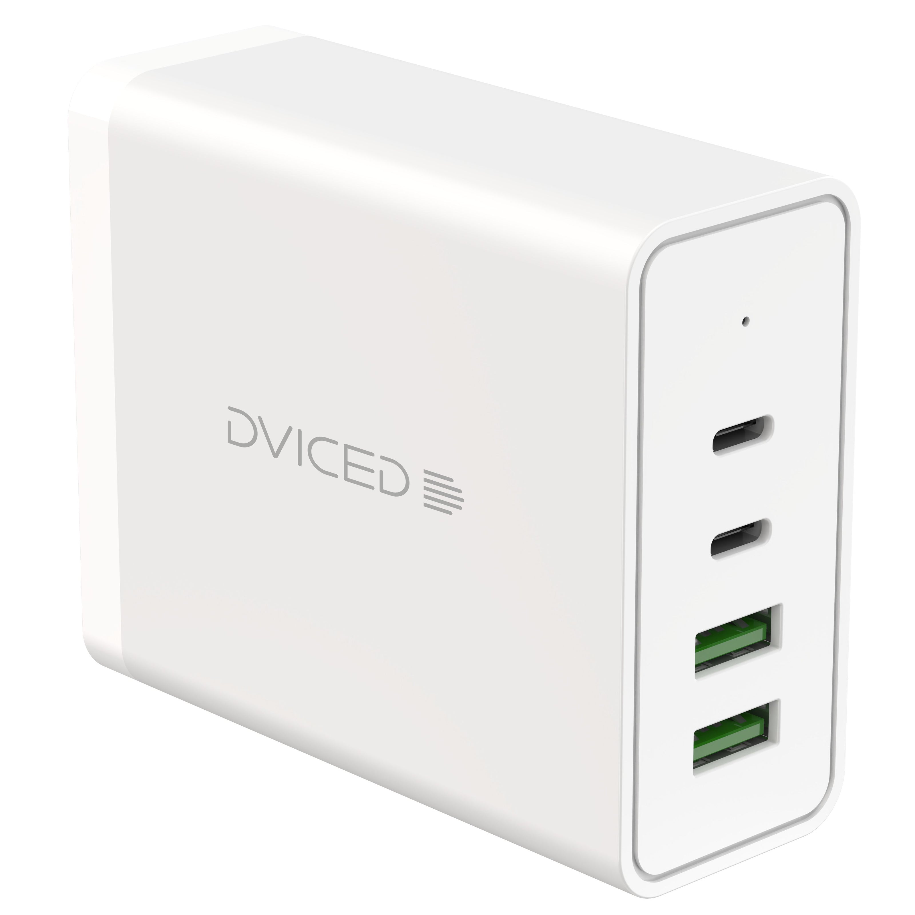 Настолно зарядно Dviced, 100W, GaN, USB-C + USB-A, бял