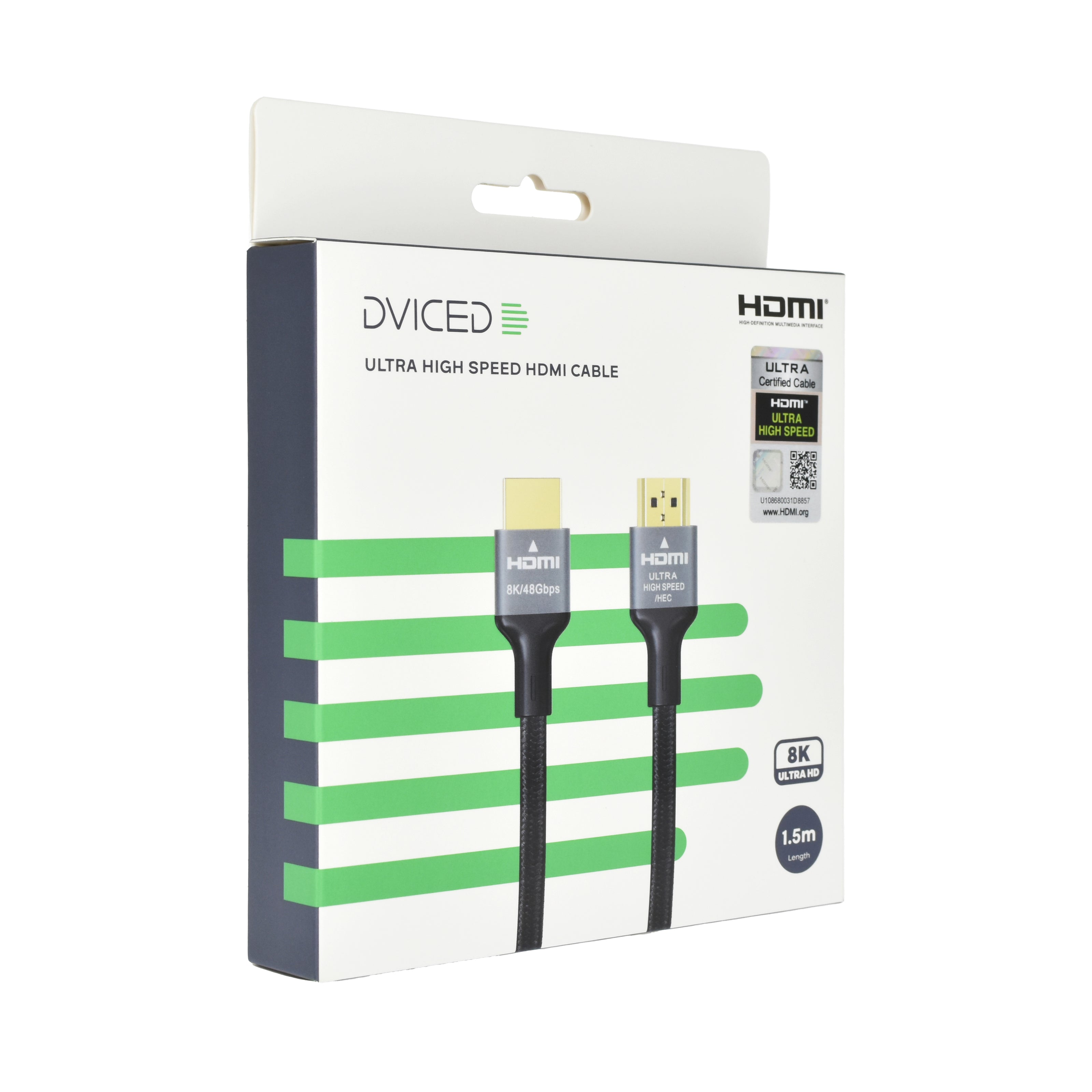 Кабел Dviced - HDMI, плетен, 1.5 м