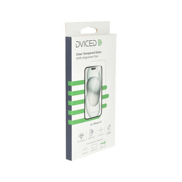Протектор Dviced от закалено стъкло за iPhone 15 - clear, с апликатор