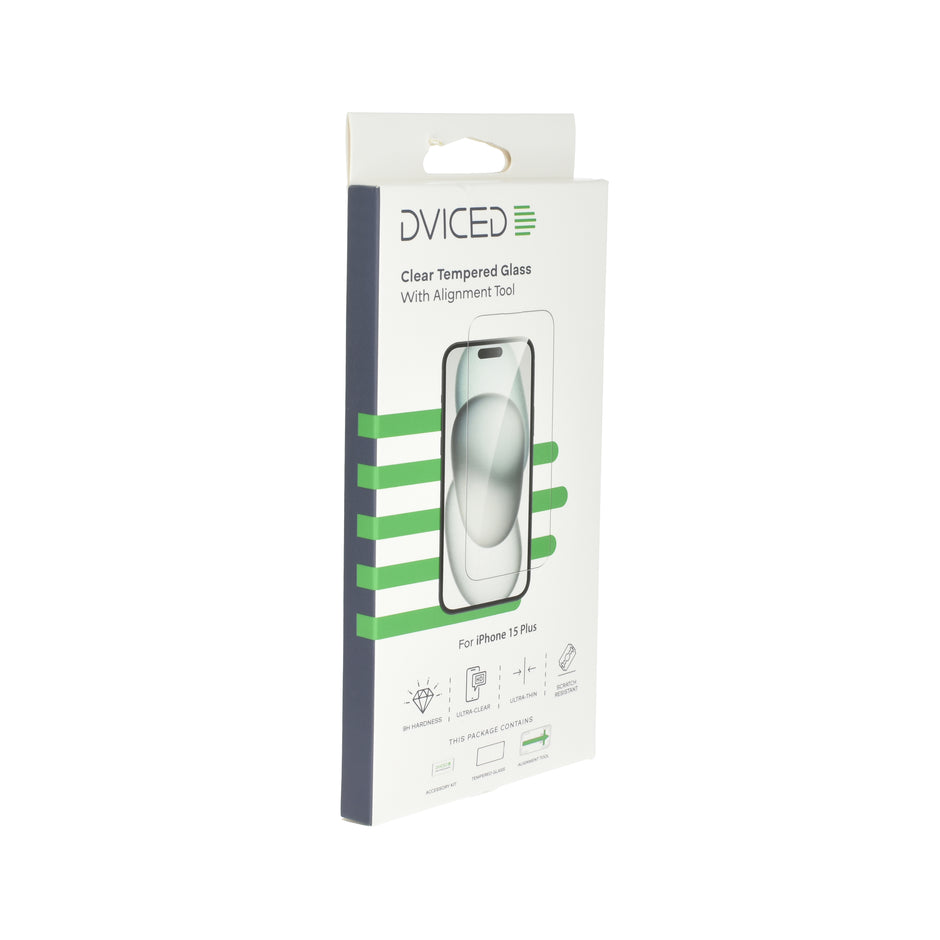 Протектор Dviced от закалено стъкло за iPhone 15 Plus - clear, с апликатор