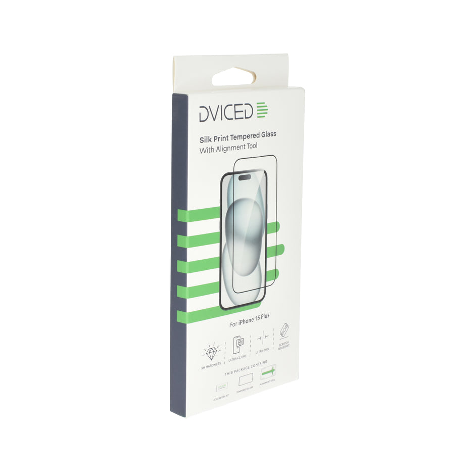 Протектор Dviced от закалено стъкло за iPhone 15 Plus - silk print, с апликатор
