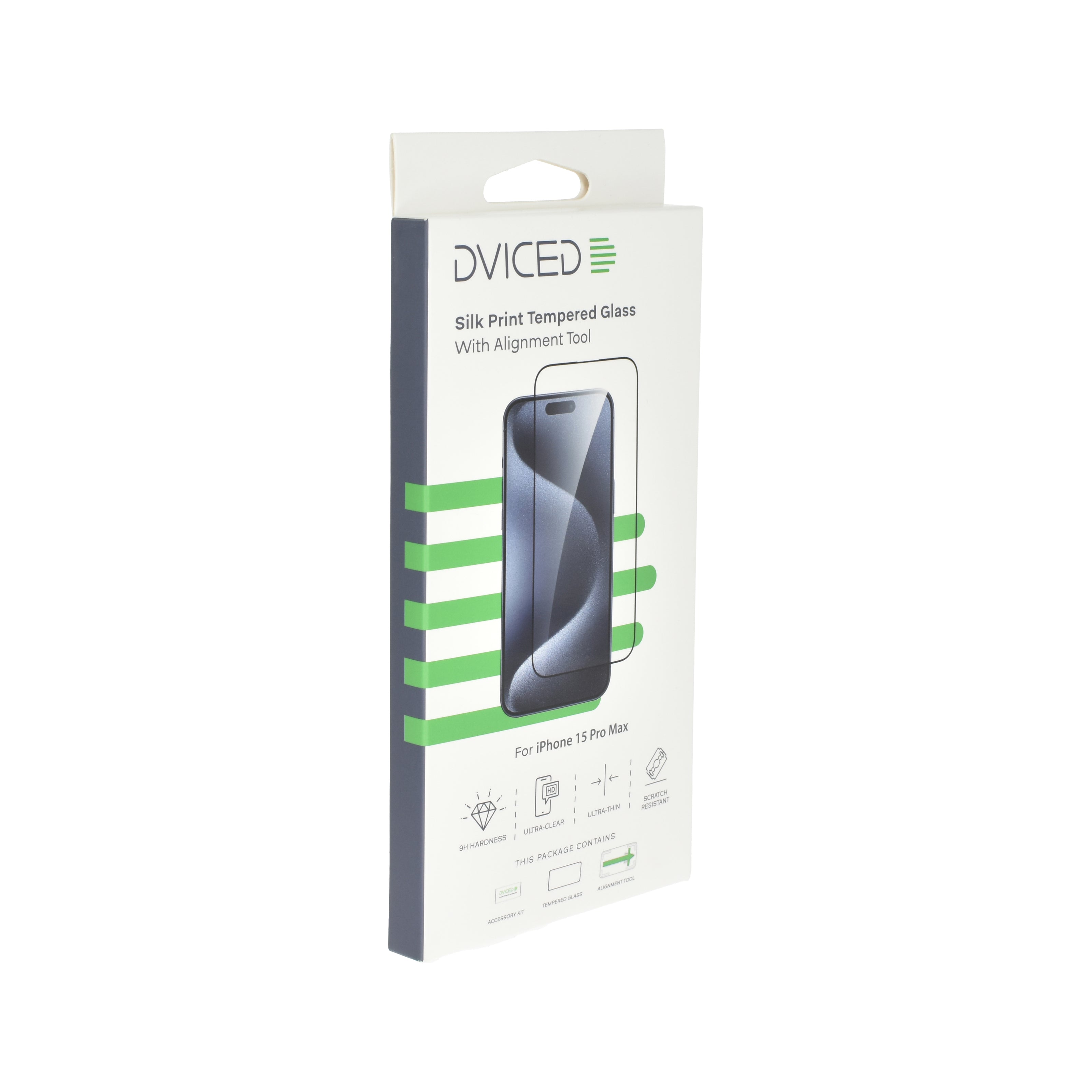 Протектор Dviced от закалено стъкло за iPhone 15 Pro Max - silk print, с апликатор