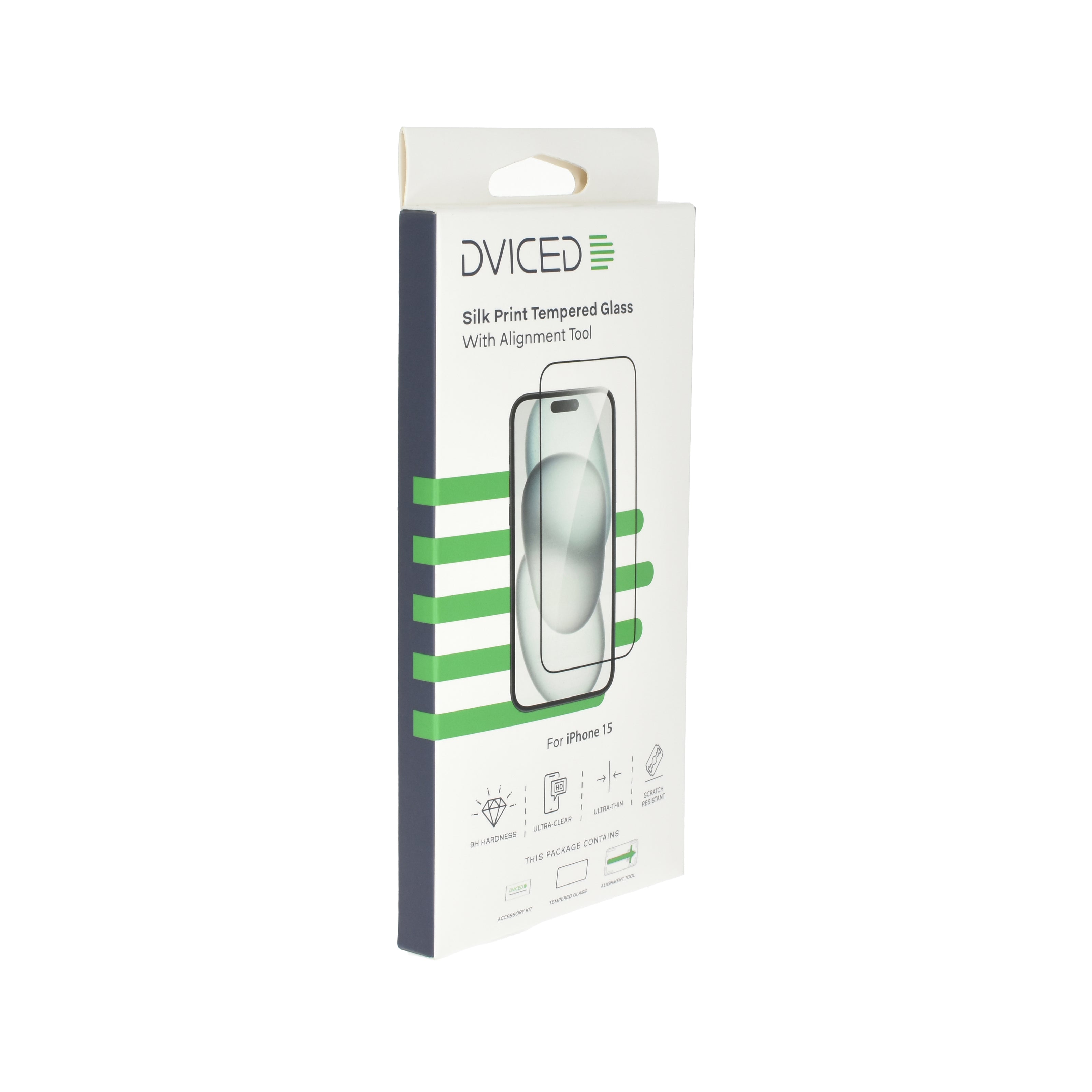 Протектор Dviced от закалено стъкло за iPhone 15 - silk print, с апликатор