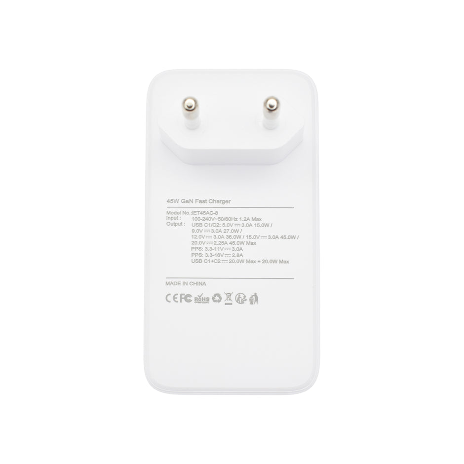 Зарядно Dviced, 45W, GaN, USB-C, бял