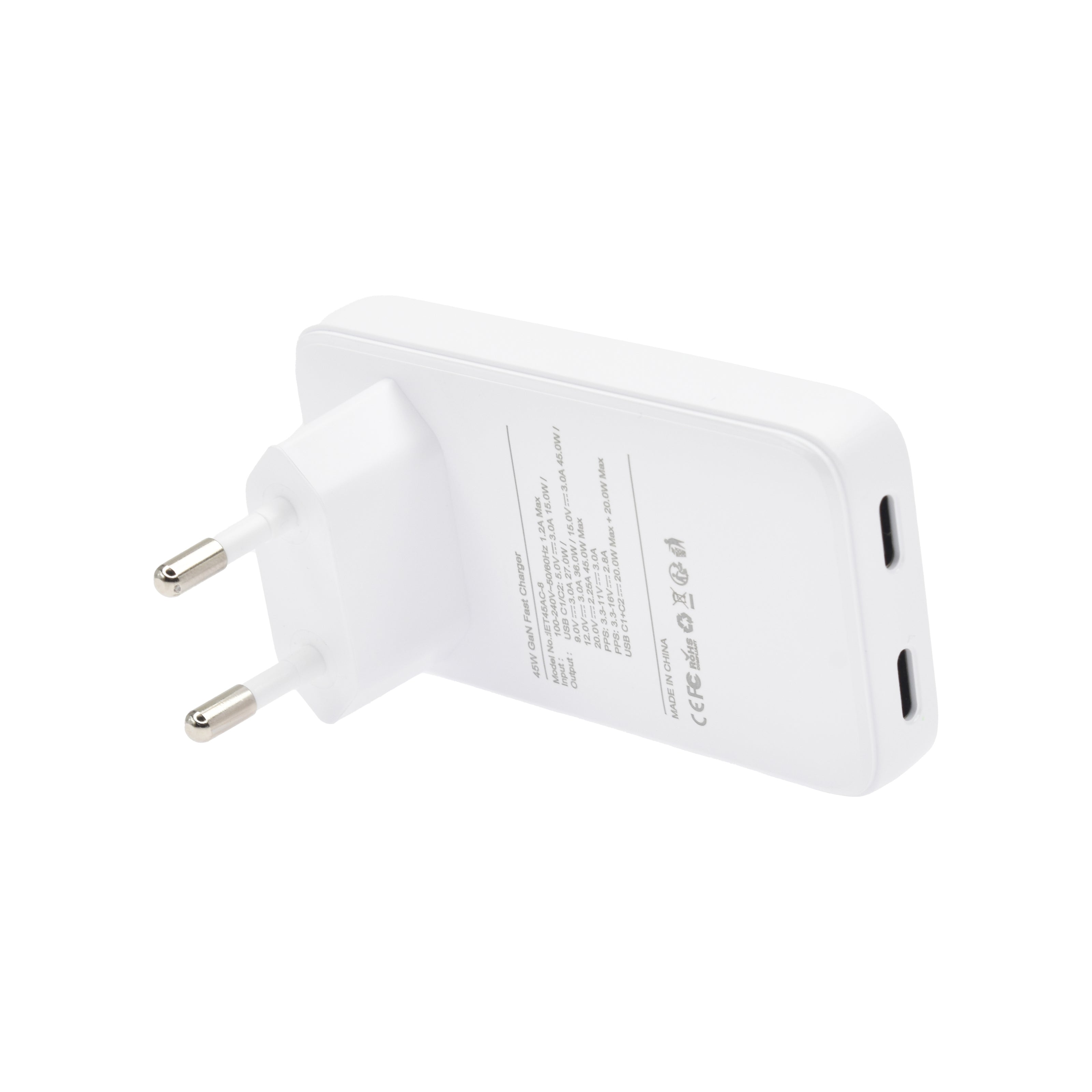 Зарядно Dviced, 45W, GaN, USB-C, бял