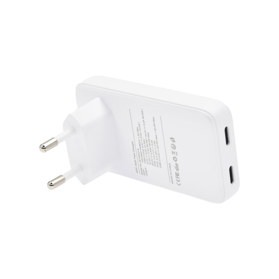 Зарядно Dviced, 45W, GaN, USB-C, бял