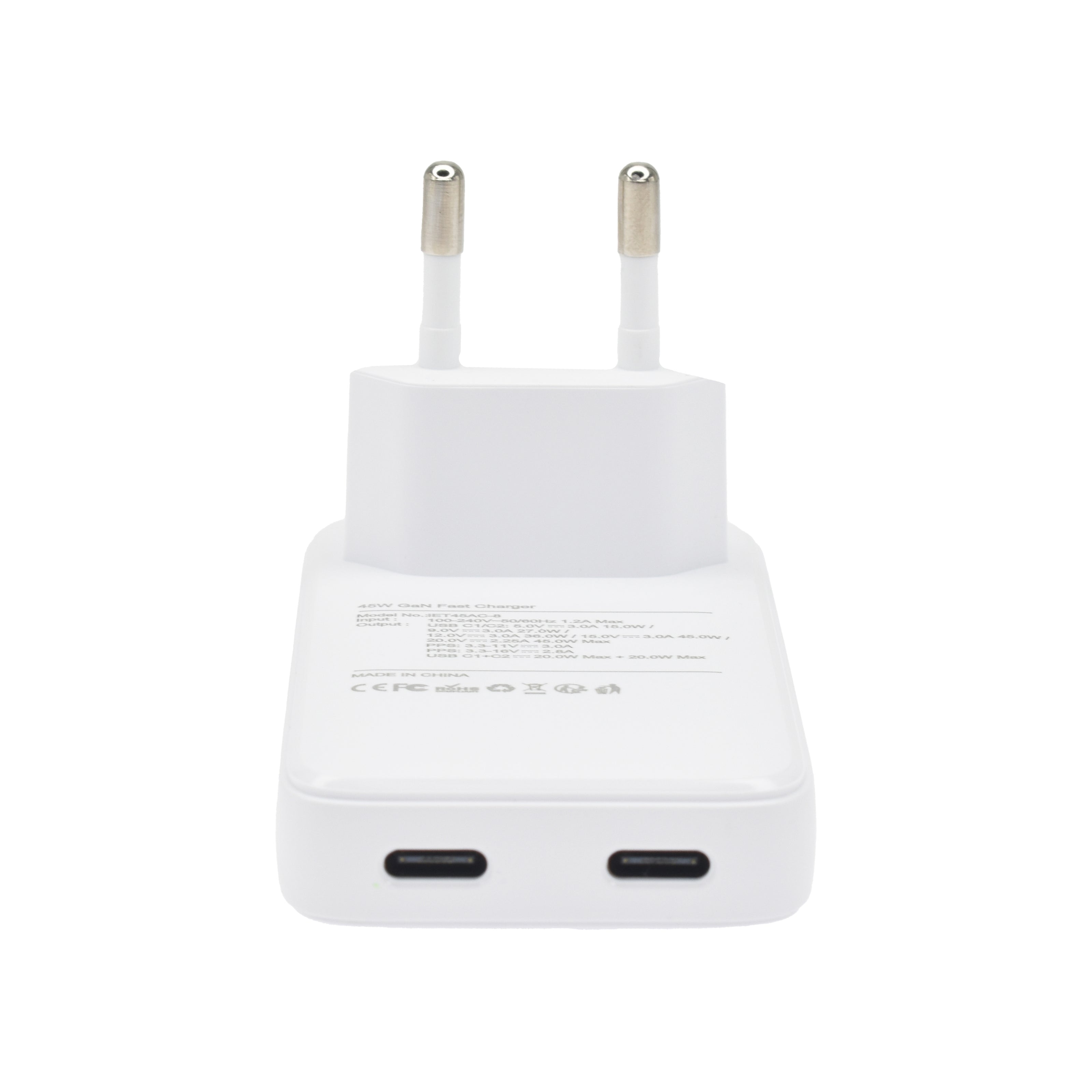 Зарядно Dviced, 45W, GaN, USB-C, бял