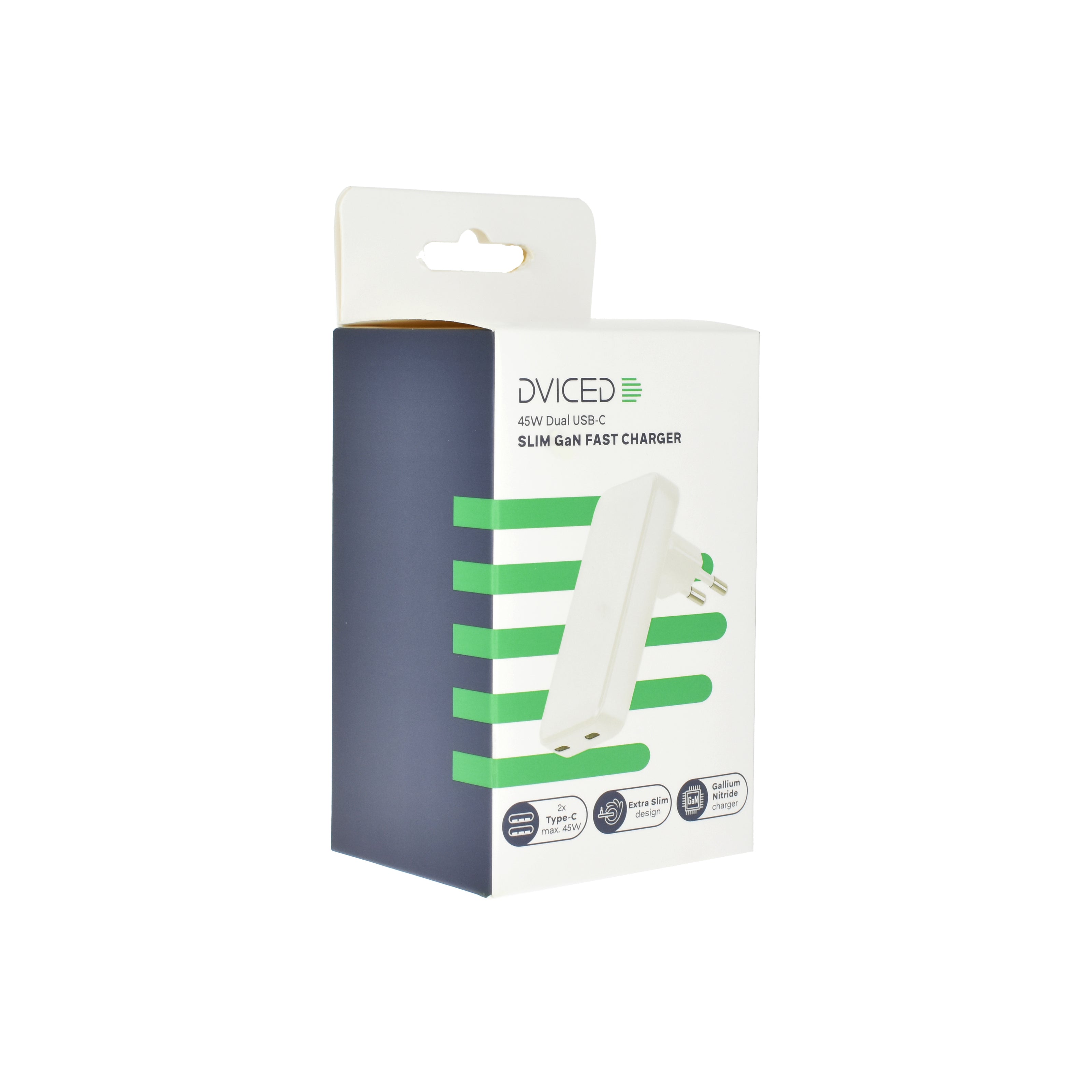 Зарядно Dviced, 45W, GaN, USB-C, бял