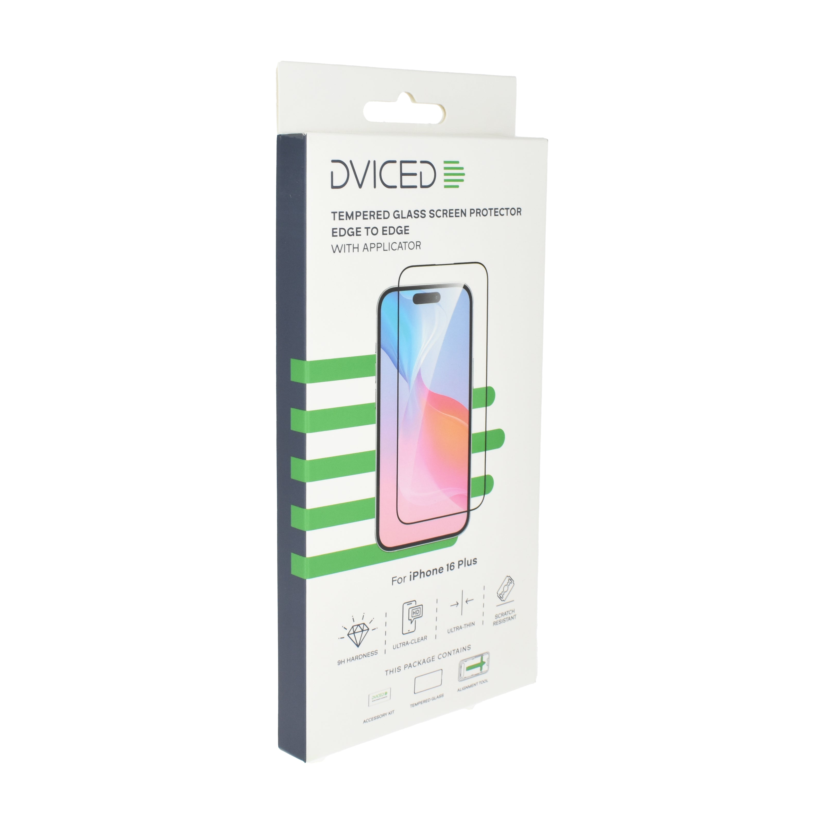 Протектор Dviced от закалено стъкло за iPhone 16 Plus - edge to edge, с апликатор