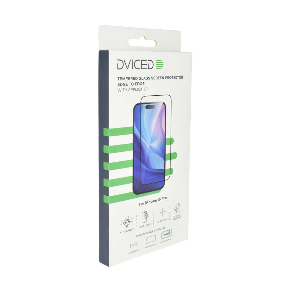Протектор Dviced от закалено стъкло за iPhone 16 Pro - edge to edge, с апликатор