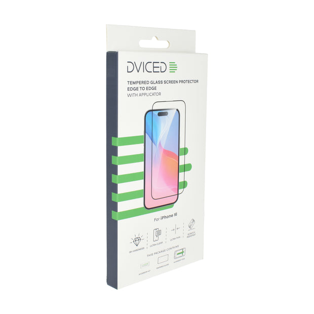 Протектор Dviced от закалено стъкло за iPhone 16 - edge to edge, с апликатор