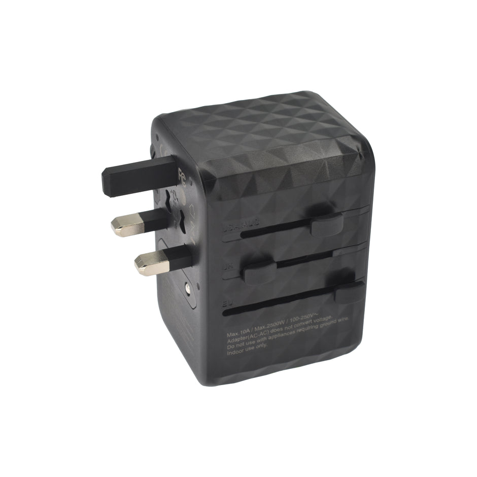 Универсален travel адаптер Dviced, 65W, GaN, черен