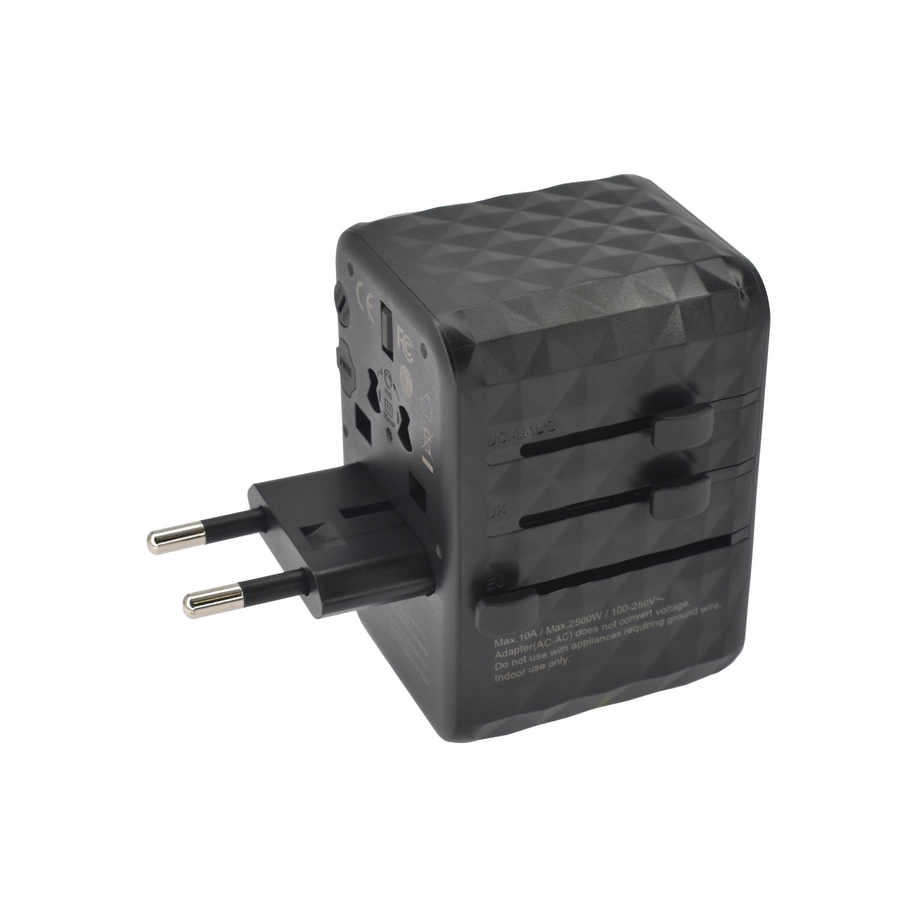 Универсален travel адаптер Dviced, 65W, GaN, черен