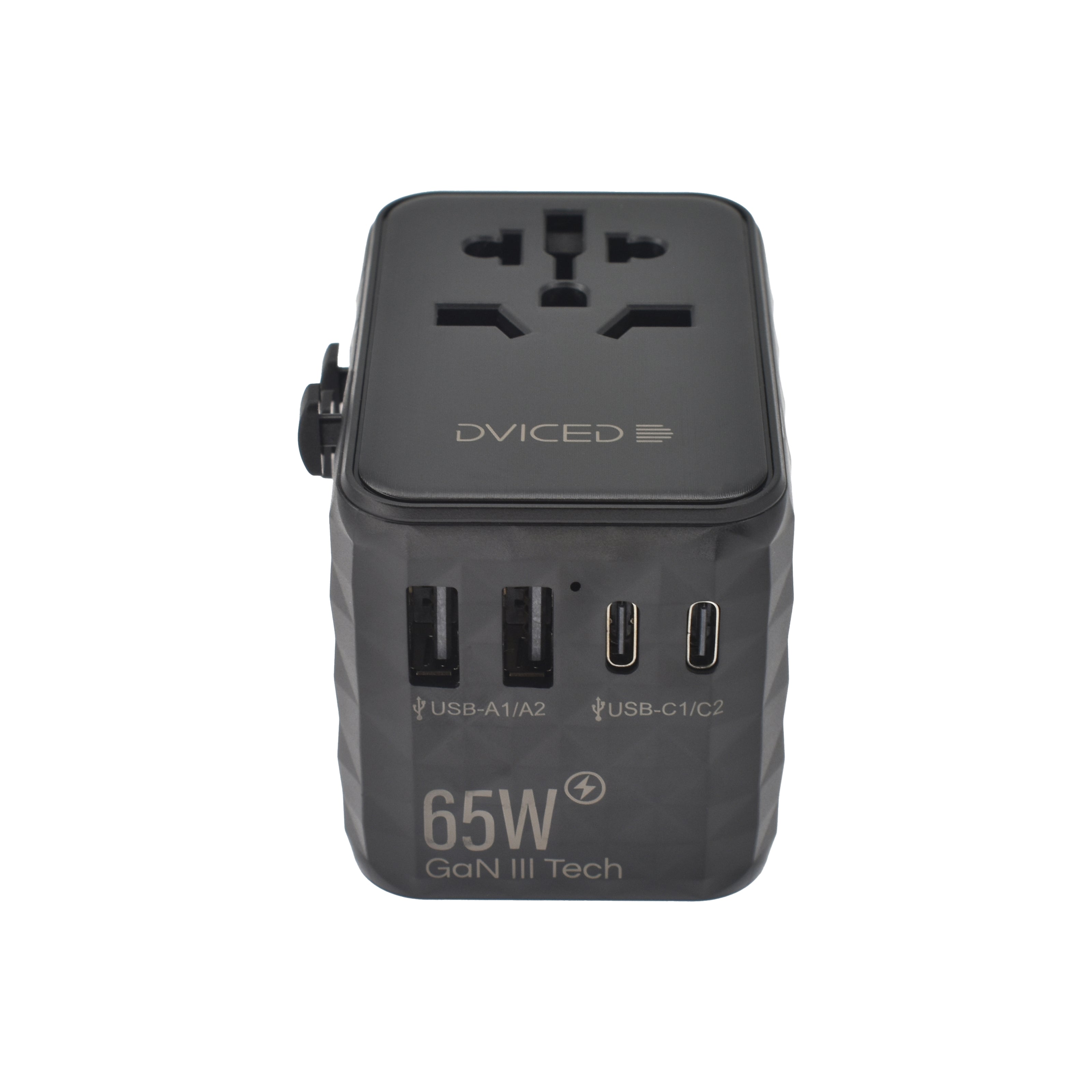 Универсален travel адаптер Dviced, 65W, GaN, черен