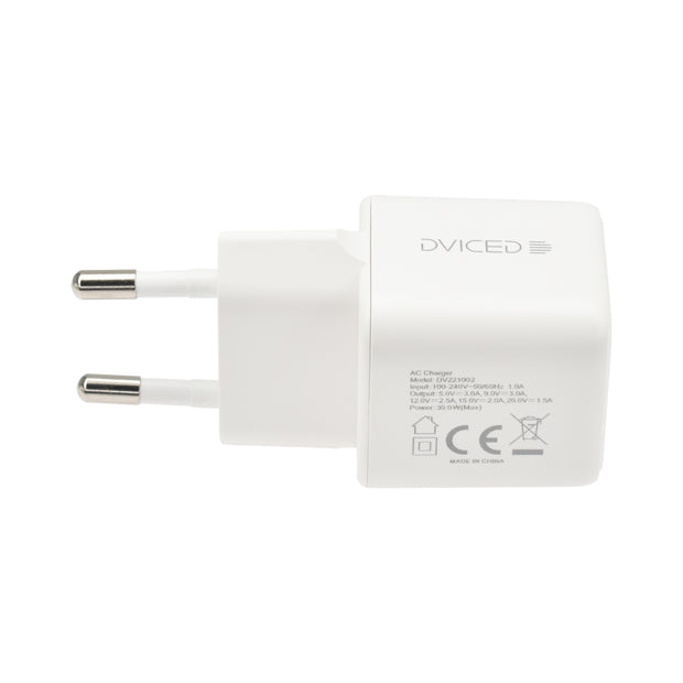 Зарядно Dviced, 30W, GaN, USB-C, бял