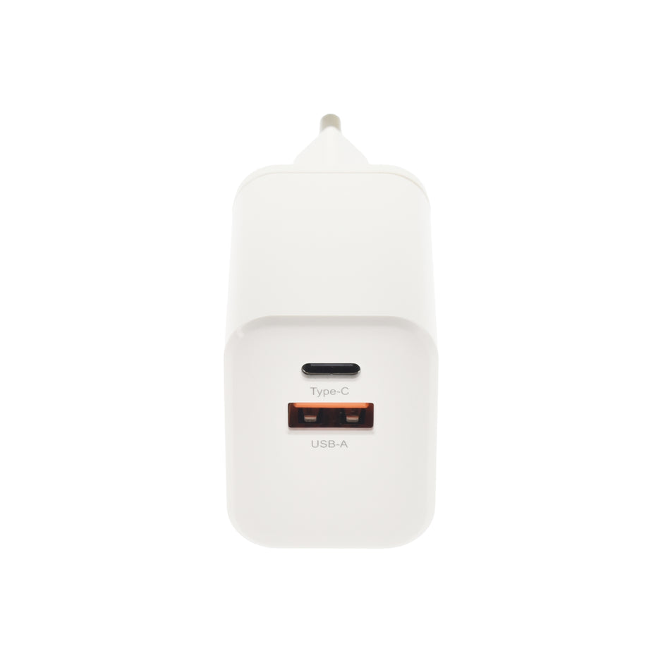 Зарядно Dviced, 35W, GaN, USB-C + USB-A, бял