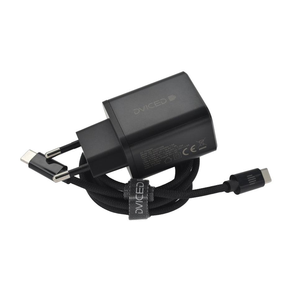 Зарядно Dviced, 35W, GaN, USB-C + USB-A, черен